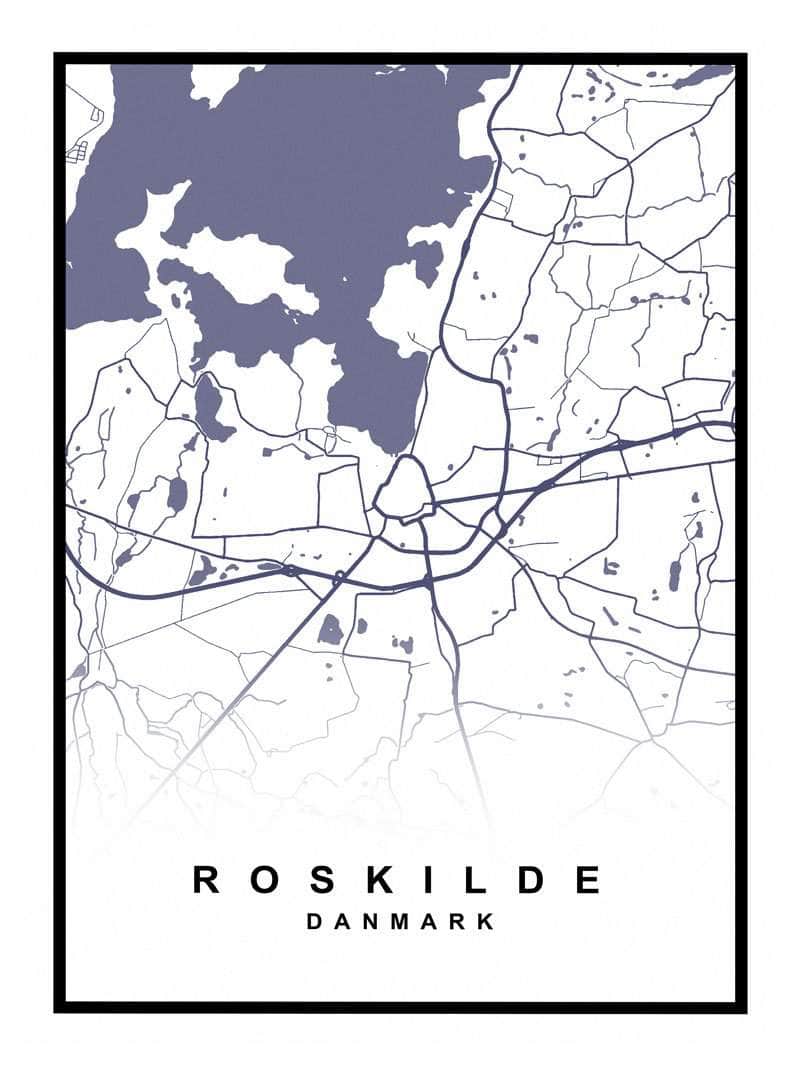 Roskilde Plakat – Detaljeret Kort over Roskilde By