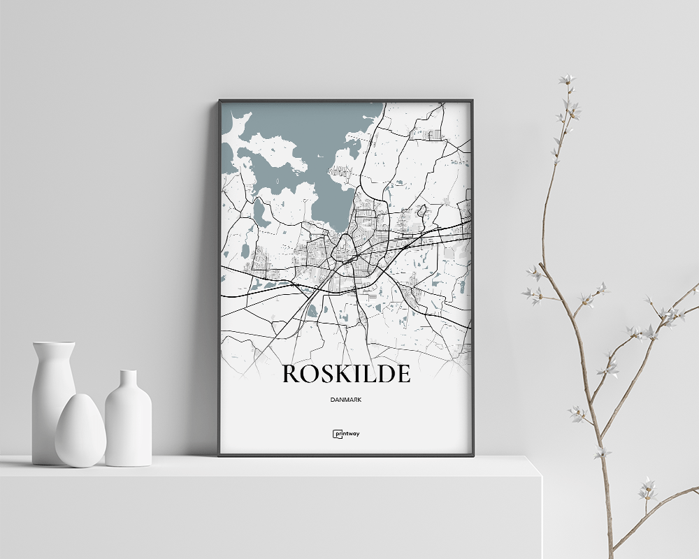 Roskilde Bykort Plakat – Minimalistisk A4 Design