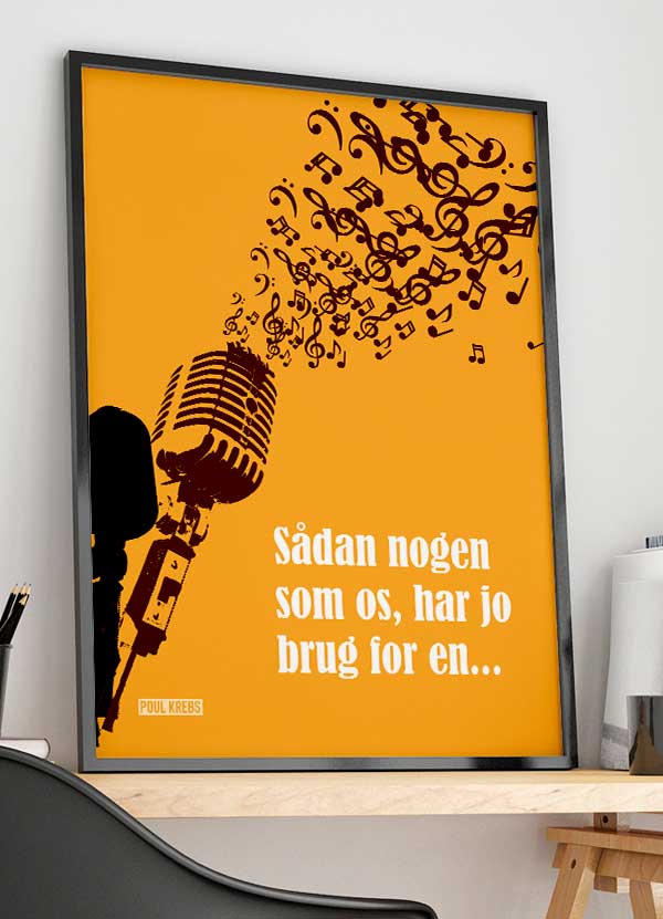 Poul Krebs Plakat – Gul Mikrofon til Musikelskere