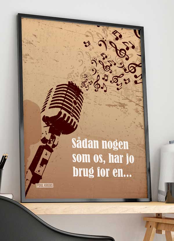 Poul Krebs Plakat med Mikrofon-effekt - Unik Musikplakat