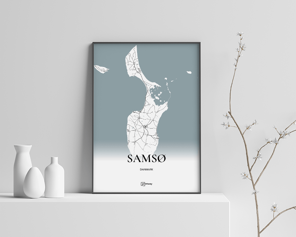 Samsø Bykort Plakat - Minimalistisk Design A4