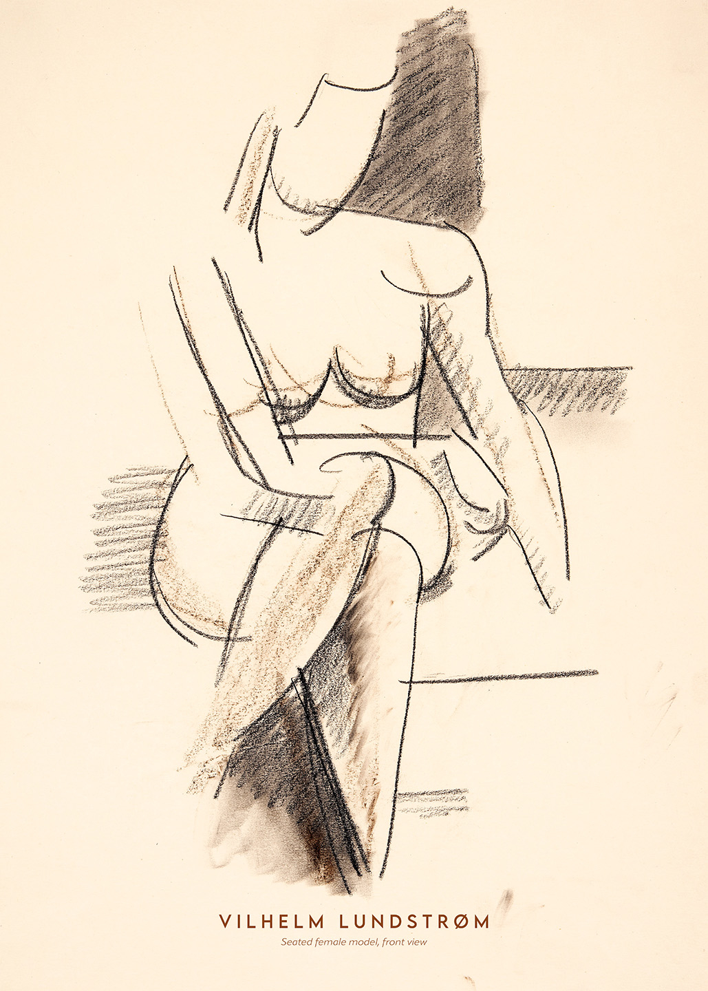 Elegant Plakat med Kvindelig Model – Sort-hvid Kunst