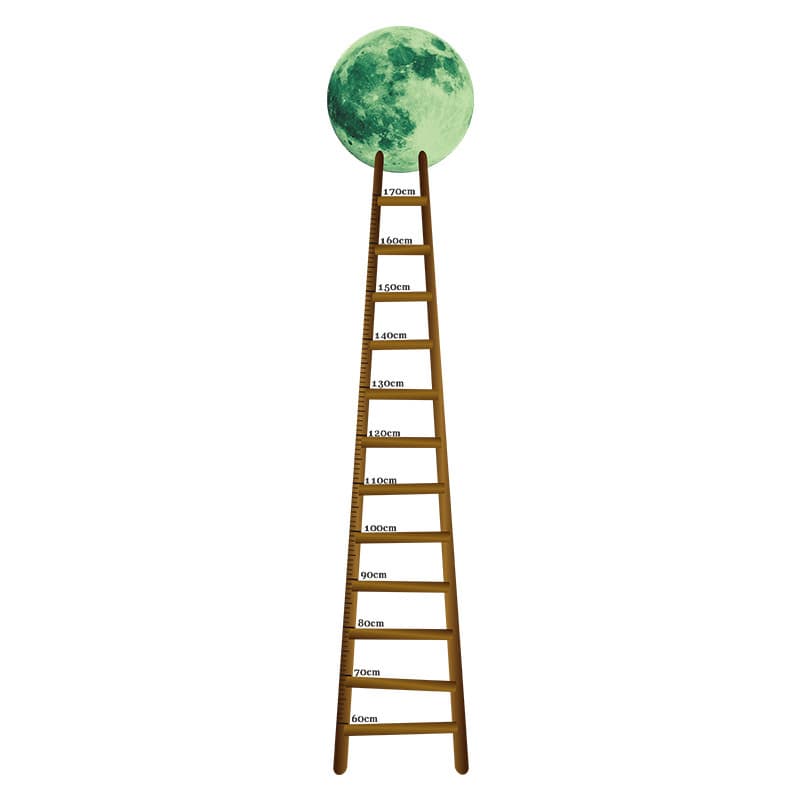 Selvlysende Højdemåler Wallsticker med Måne og Stige
