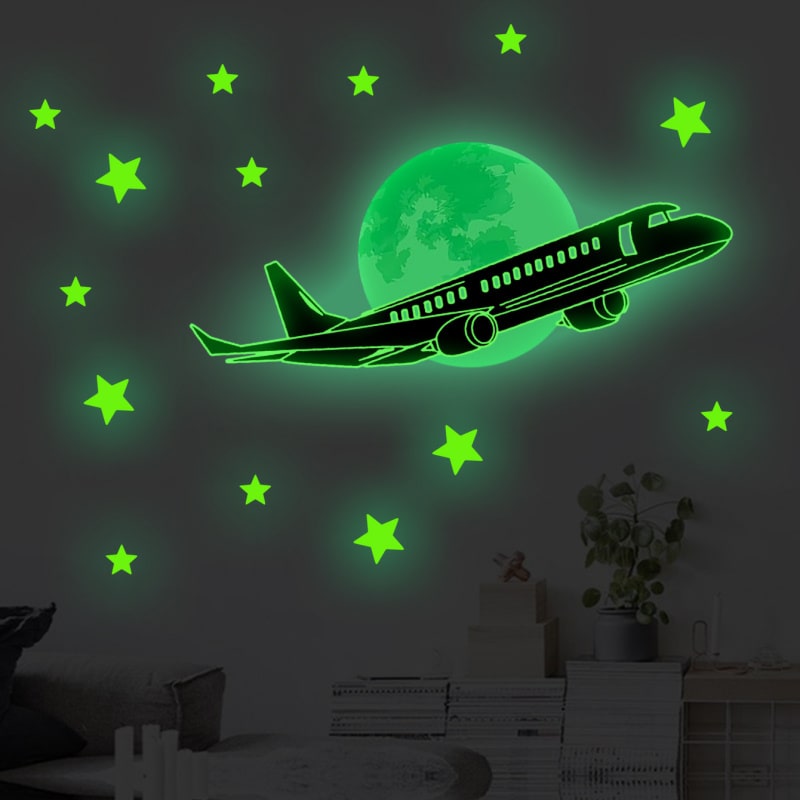 Selvlysende Wallstickers: Magisk Stjernehimmel med Flyver