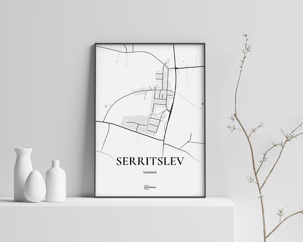 Serritslev Bykort Plakat – Minimalistisk Design A4