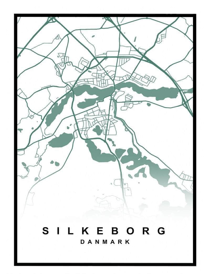 Silkeborg Plakat – Detaljeret Kort over Silkeborg By