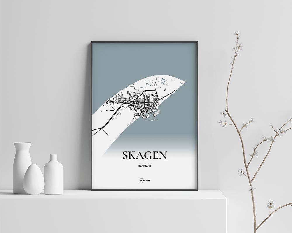Skagen Bykort Plakat – Minimalistisk Design til Dit Hjem
