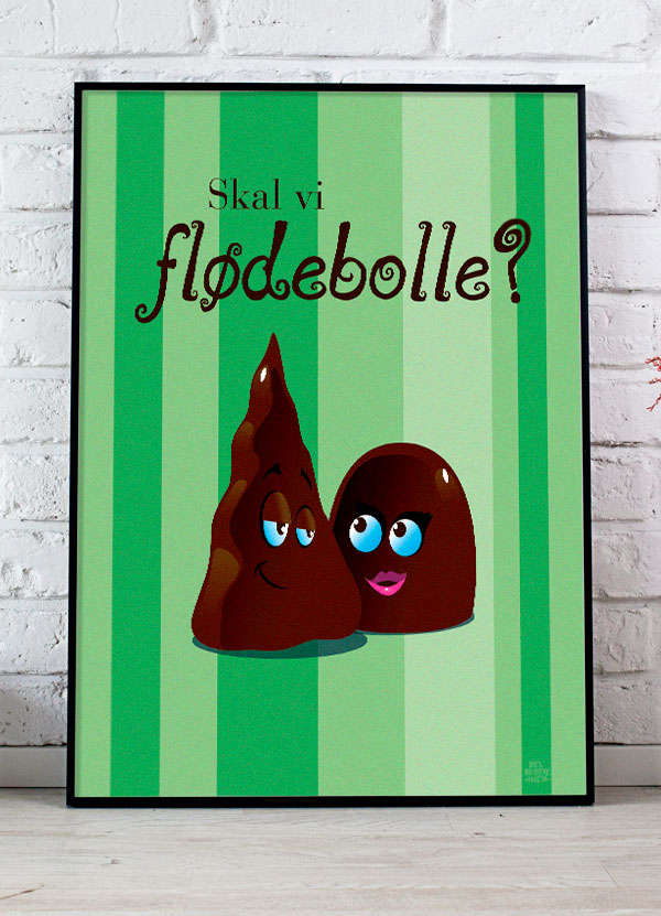 Skal Vi Flødebolle Plakat - Grøn A4 - Livlig Indretning