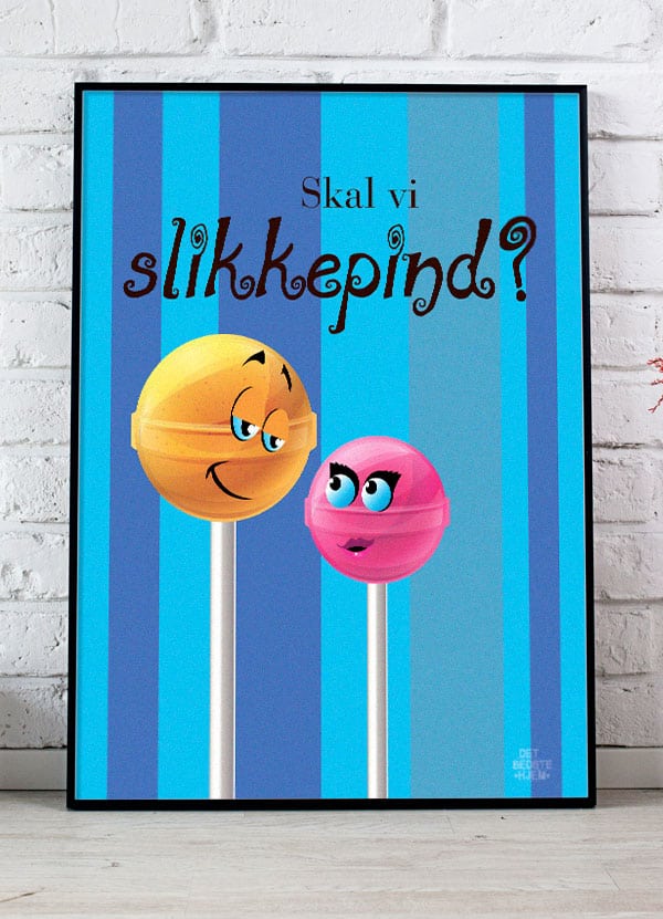 Slikkepind-plakat i Blå – Frisk Vægkunst A4 21x29 cm