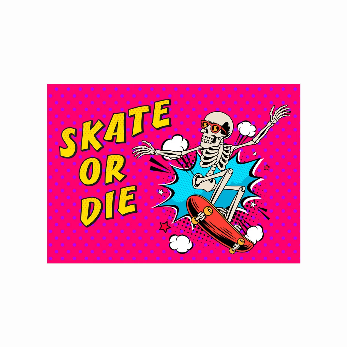 Skate Or Die Plakat – Motiverende Vægkunst til Dit Hjem