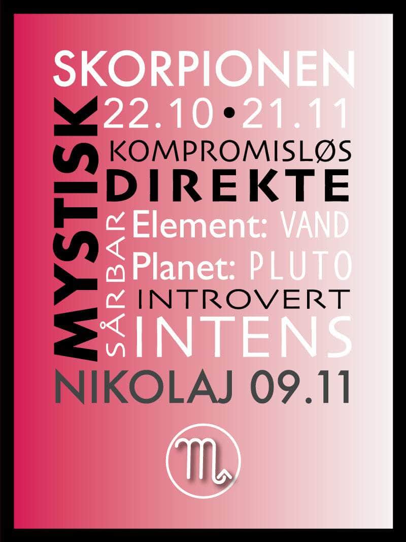 Skorpion Stjernetegn Plakat – Unik Indretning til Hjemmet