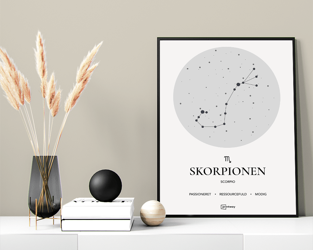 Skorpionen Stjernetegn Plakat i Hvid - A1 Design