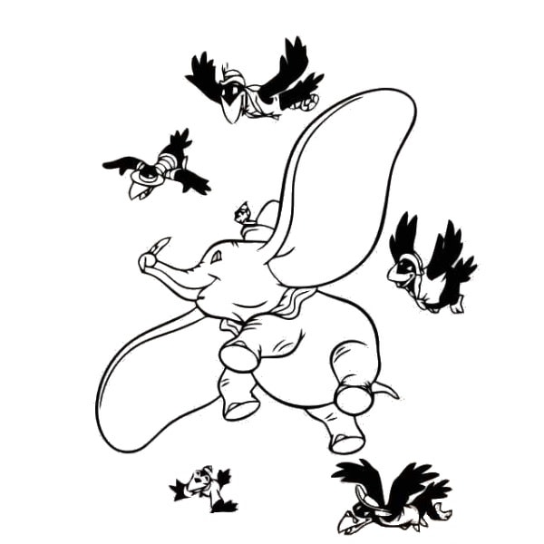 Sød Dumbo Wallstickers til Børneværelse - 42x55 cm