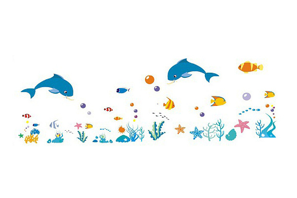 Farverig Akvariefisk Wallsticker til Børneværelset - Udsalg!