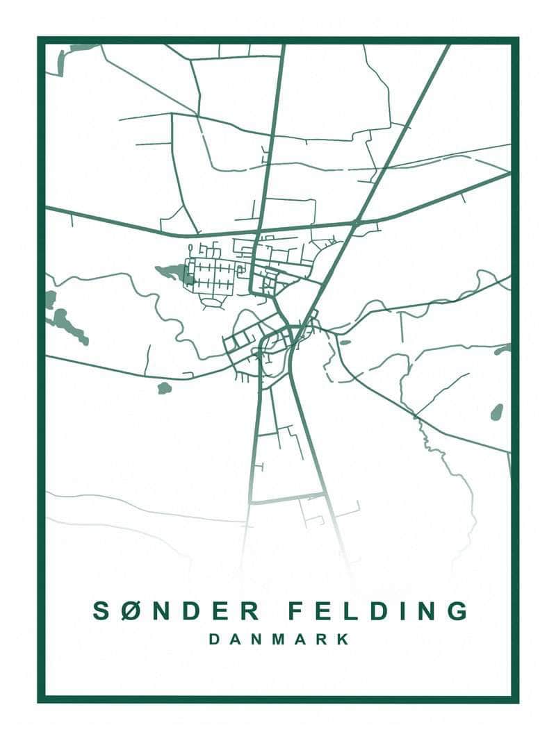 Sønder Felding Plakat - Detaljeret Kort over Byen