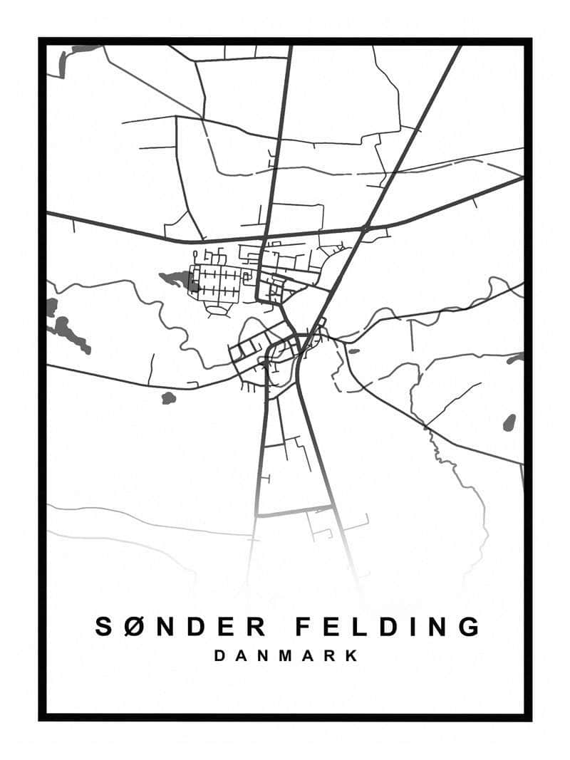 Sønder Felding Plakat - Detaljeret Kort over Byen