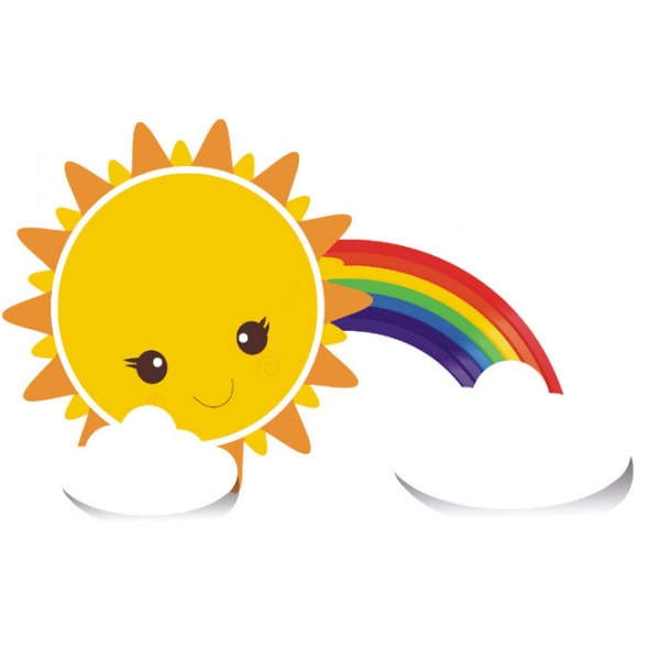 Farverig Sol og Regnbue Wallsticker til Børneværelset