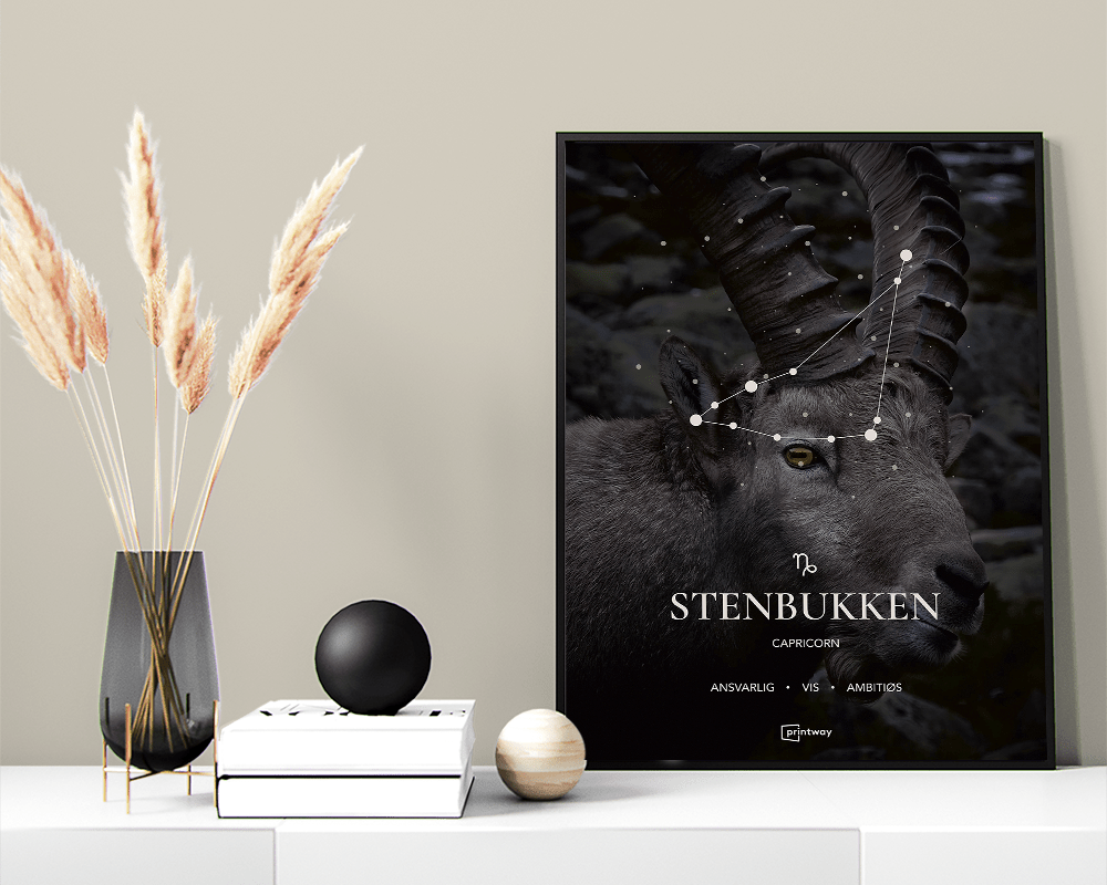 Stenbukken Stjernetegn Plakat - Minimalistisk Design 60x84 cm