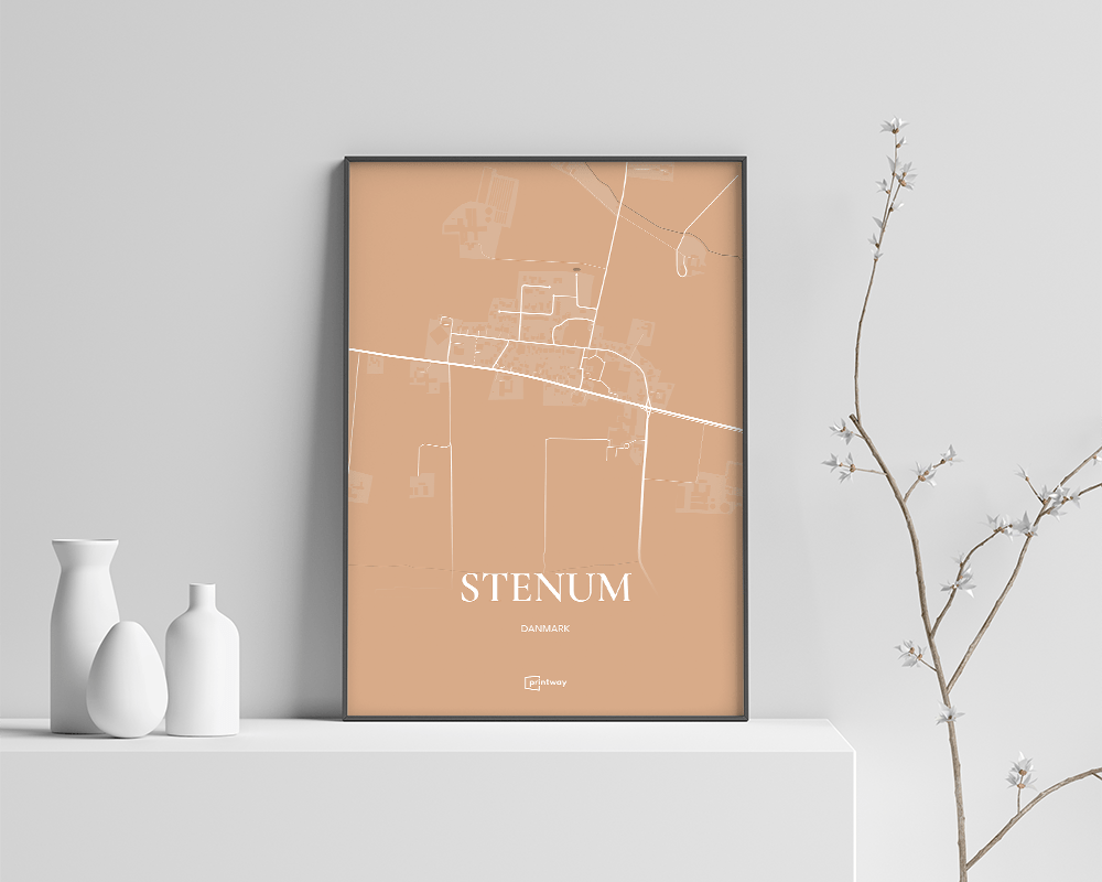 Stenum Bykort Plakat i Guld - Elegant Design til Dit Hjem