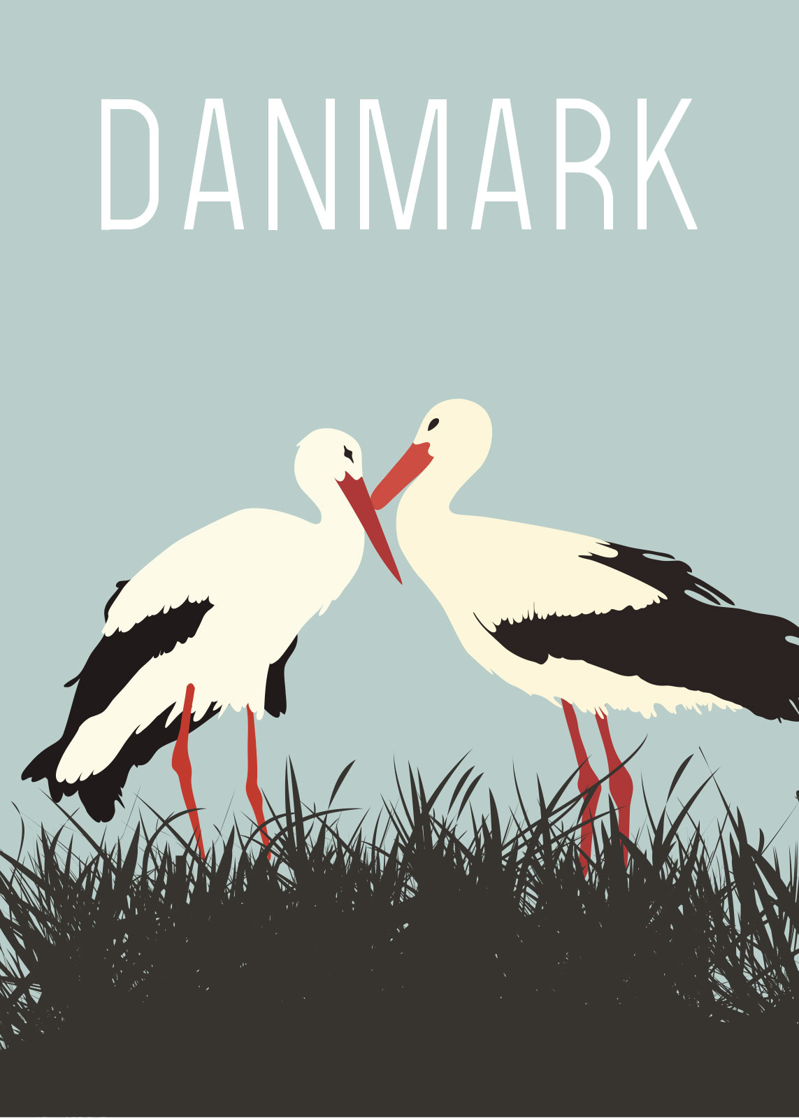 Storke Plakat af Rikke Axelsen - Unik Kunst til Dit Hjem