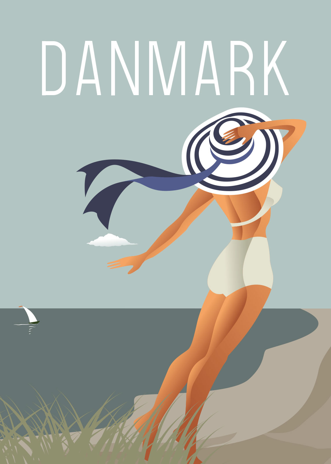 Strandillustration af Rikke Axelsen – Få den nu!