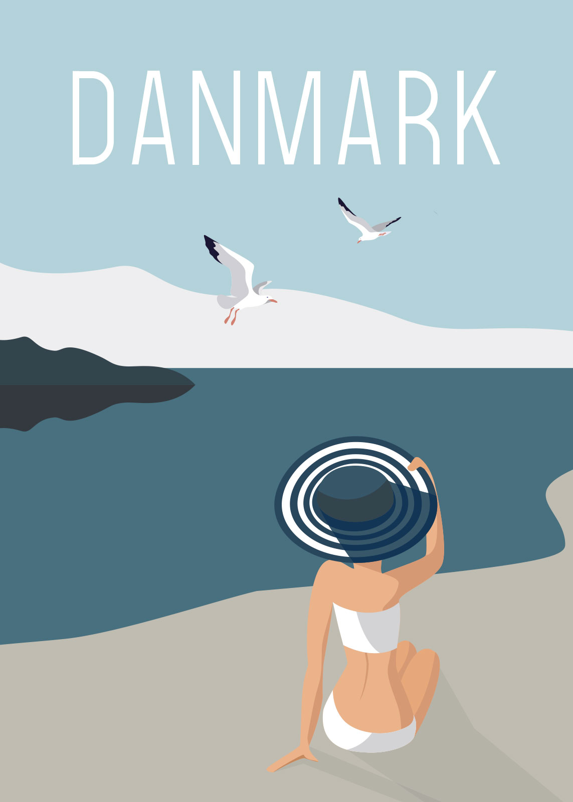 Unik plakat med strandmaleri af Rikke Axelsen - Skab stemning!