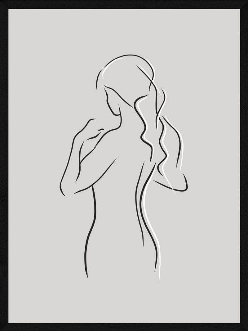 Stregtegning Plakat af Kvinde – Elegant Illustration til Hjemmet