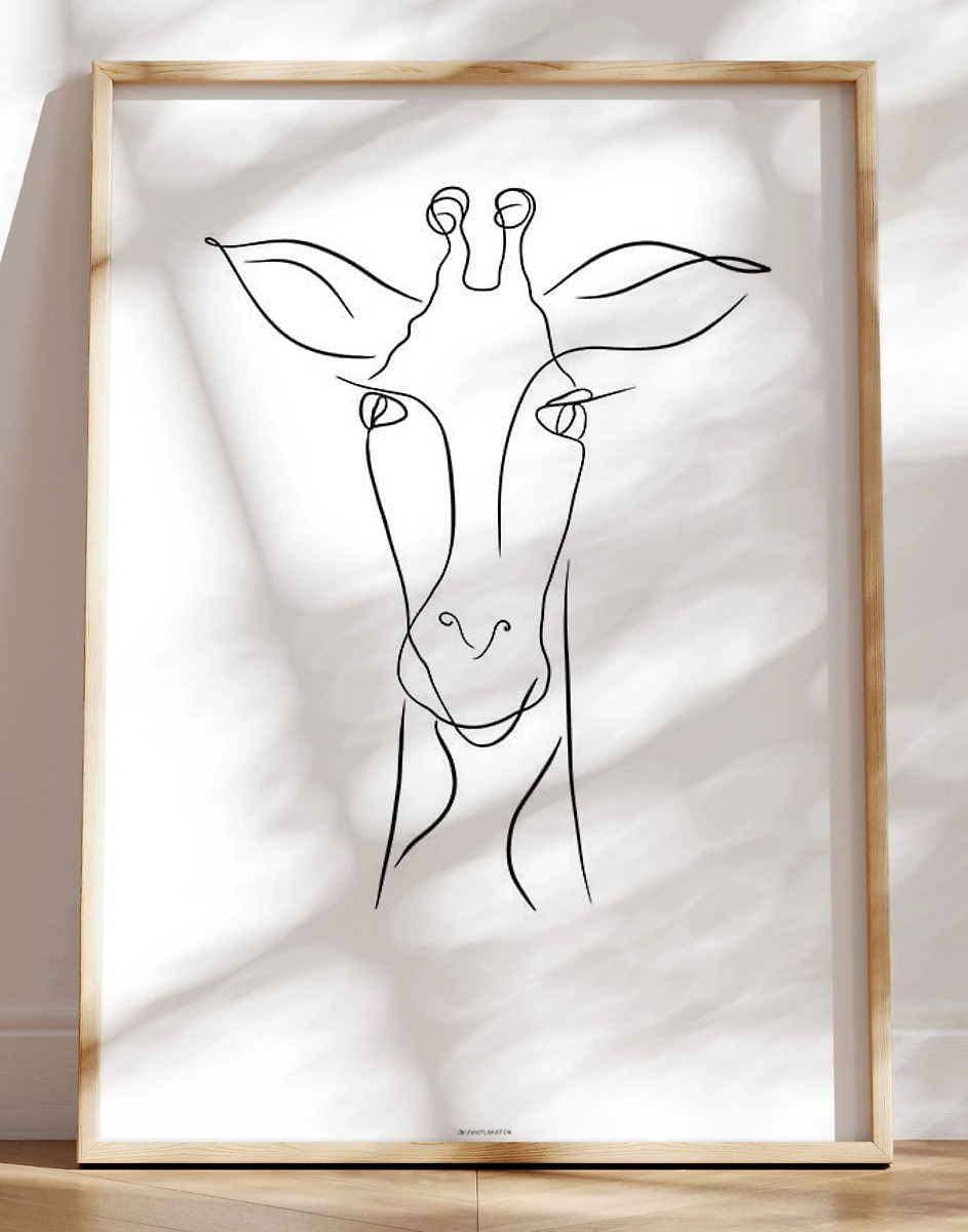 Stregtegning Plakat Med Giraf
