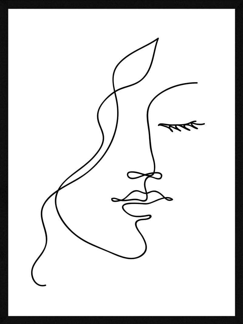 Elegant Plakat med Kvindestregtegning – Kunst til Væggen