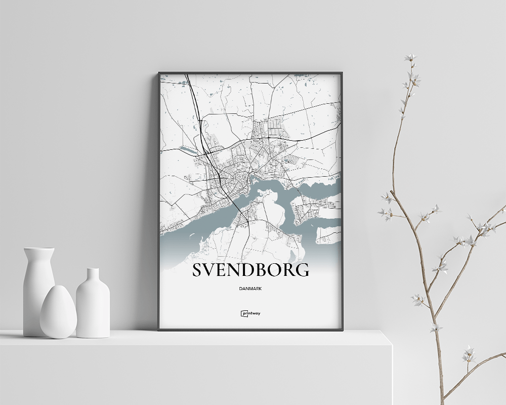 Svendborg Bykort Plakat – Minimalistisk Design A4