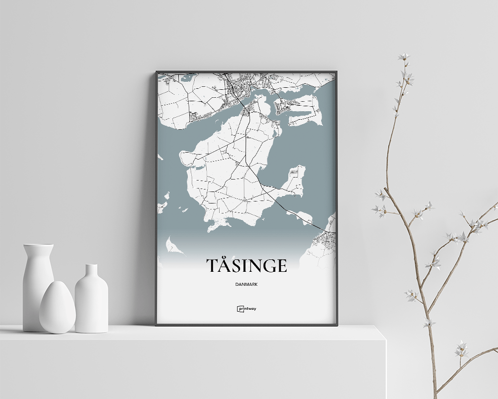 Tåsinge Bykort Plakat – Minimalistisk A4 Design