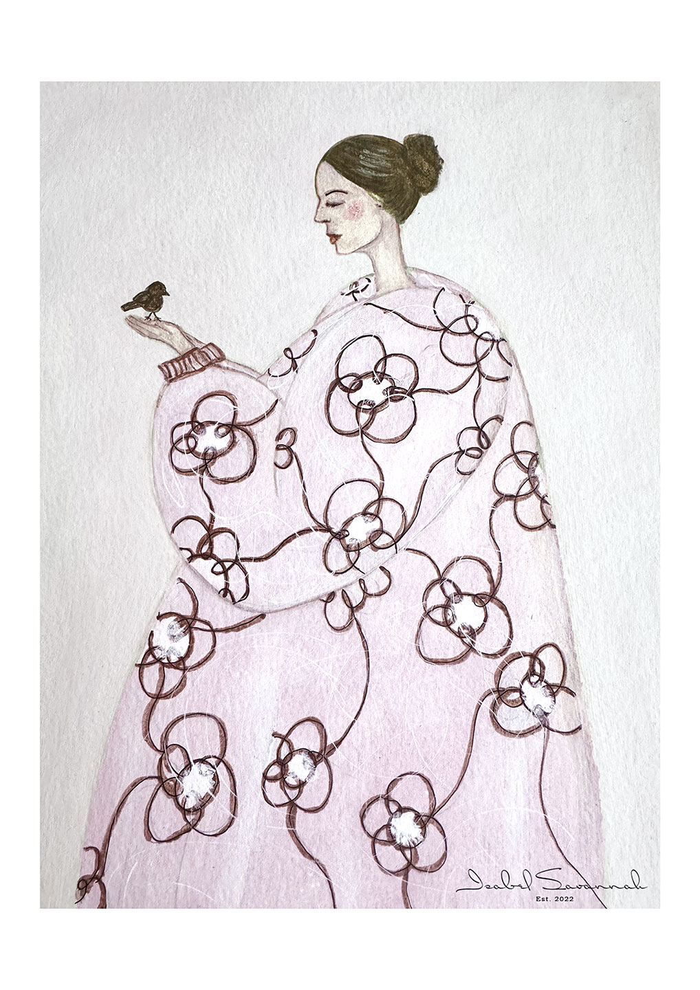 Isabel Savannahs Pink Lady Kunsttryk – Moderne Maleri til Dit Rum