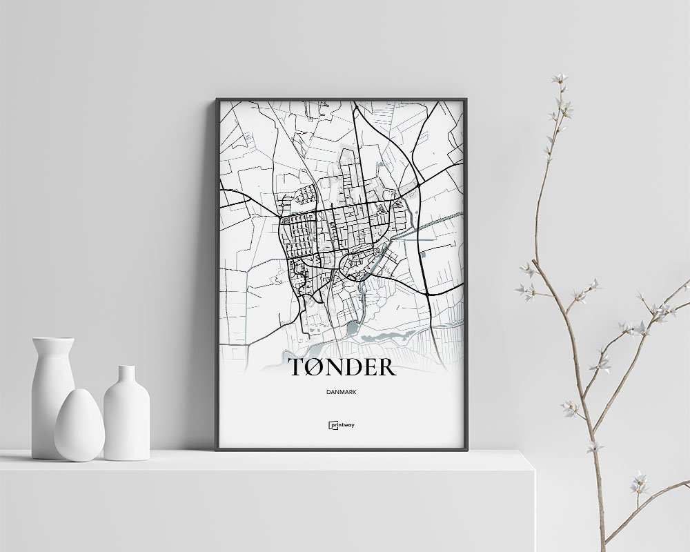 Tønder Bykort Plakat – Minimalistisk Design til Dit Hjem