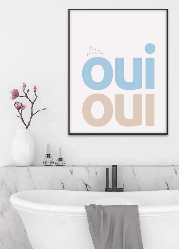 Toiletplakat "Oui Oui" - Sjov indretning til dit toilet