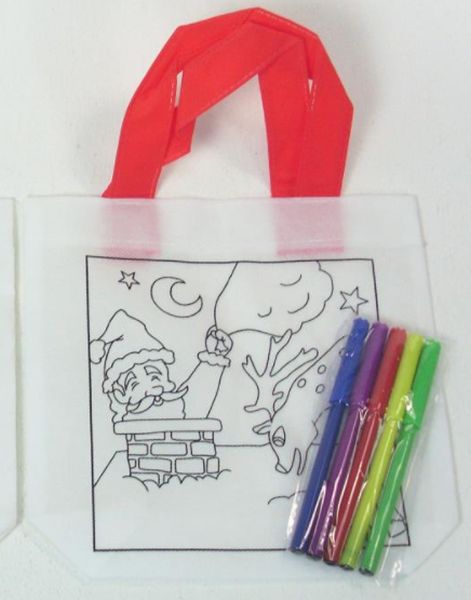 Tote Bags With Markers Xmas: Santa Claus  Crazy Tilbud
