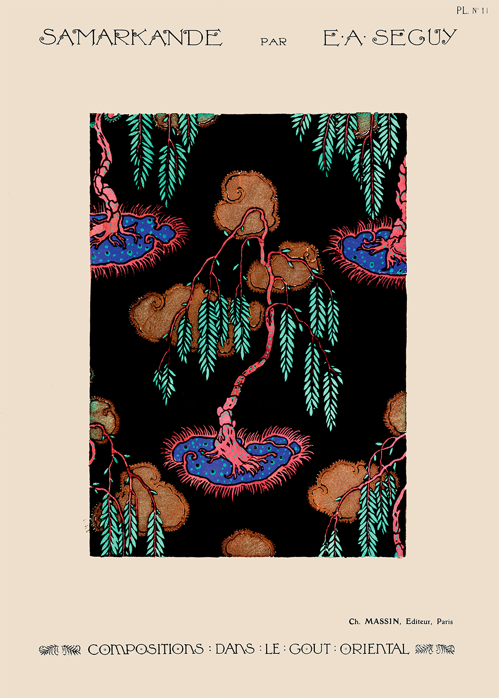 Orientalsk Træ Pochoir Plakat – Unik Kunst til Dit Hjem