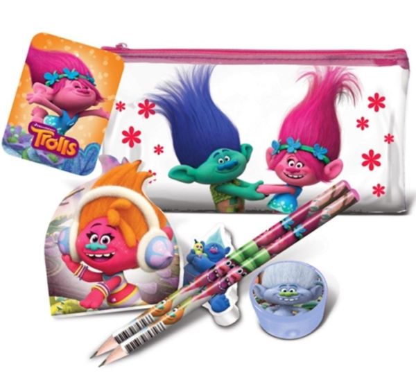 Trolls Flat Filled Pencil Case  School Stationery Kids Toy Gift