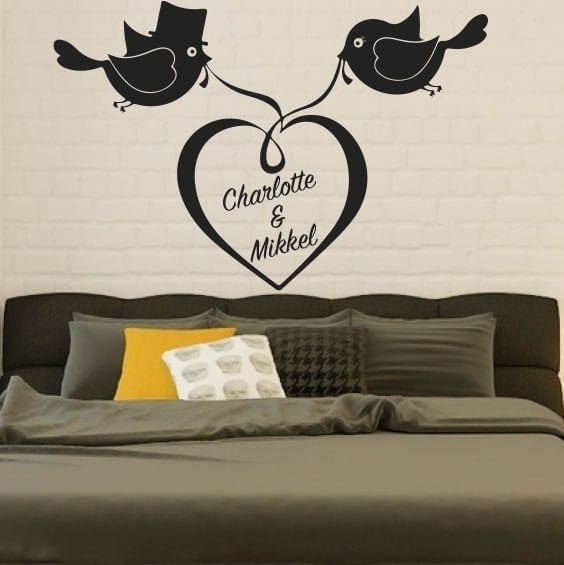 Søde Turtelduer Wallsticker til Kærlighed og Hygge