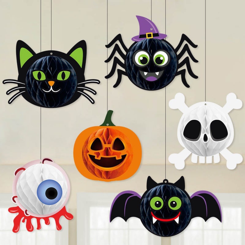 Hængende Halloween Honeycomb Dekorationer – 6 Uhyggelige Designs!