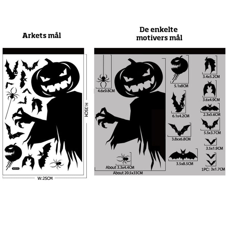 Skræmmende Græskar Klistermærker til Halloween Dekoration