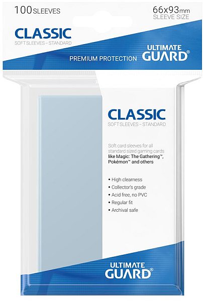 Ultimate Guard Classic Soft Sleeves - 100 Lommer, Klar Beskyttelse