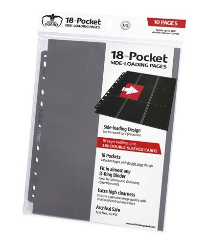 Ultimate Guard 18-pocket Pages  Mappelommer Til Ringbind 11 Huller  Side-loading Grey    195 165   10