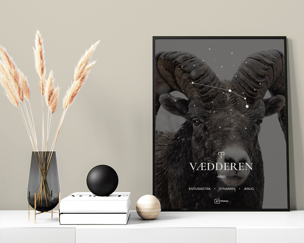 Minimalistisk Vædderen Stjernetegn Plakat 50x70 cm