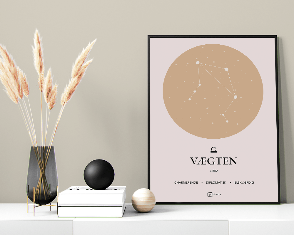 Vægten Stjernetegn Plakat i Guld - Stilfuld Dekoration