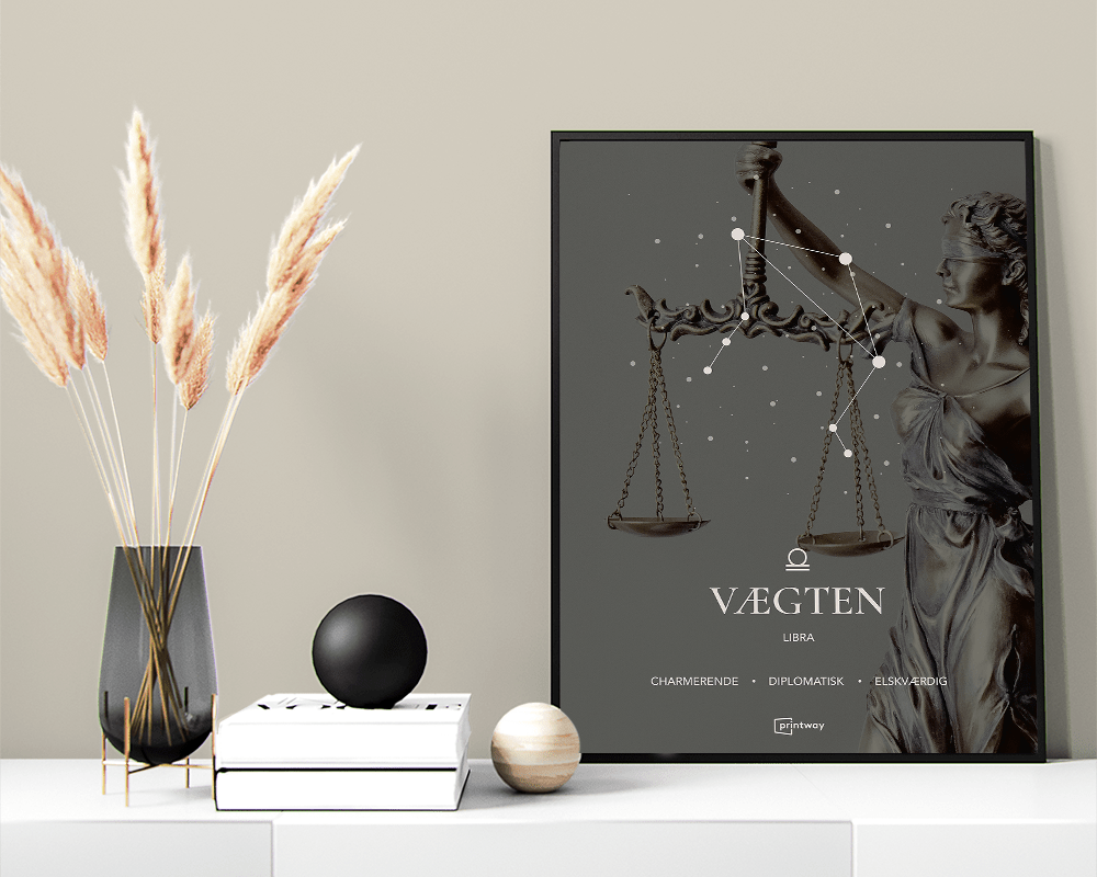 Minimalistisk Vægten Stjernetegn Plakat 70x100 cm