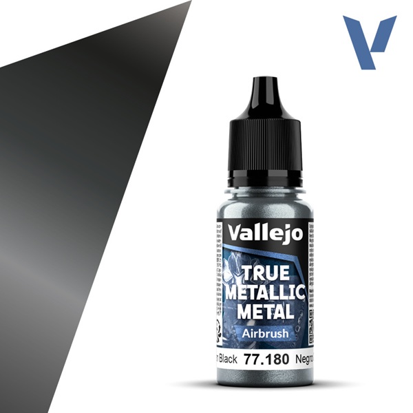Vallejo Maling True Metallic Metal: Airbrush Obsidian Black 18ml