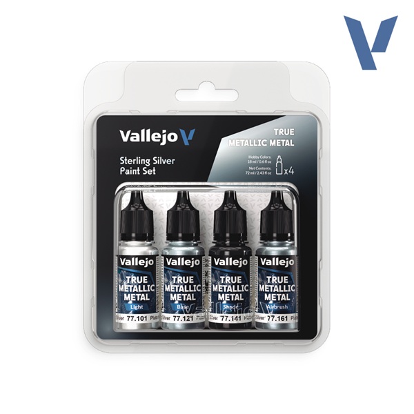 Vallejo Maling True Metallic Metal: Paint Set Sterling Silver    Colors