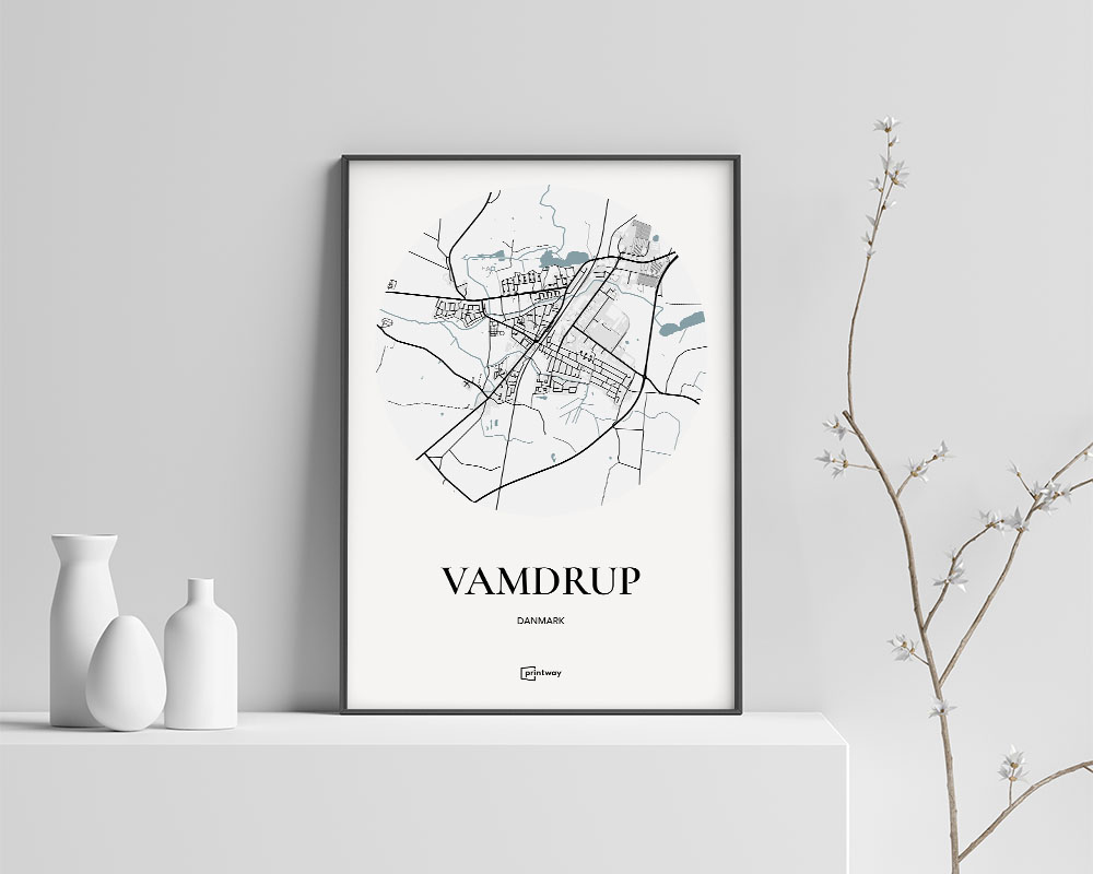Vamdrup Bykort Plakat - Stilrent Design til Dit Hjem