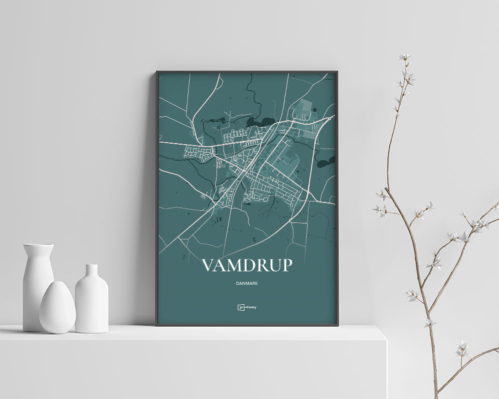 Vamdrup Bykort Plakat i Skovgrøn - Stilrent Design