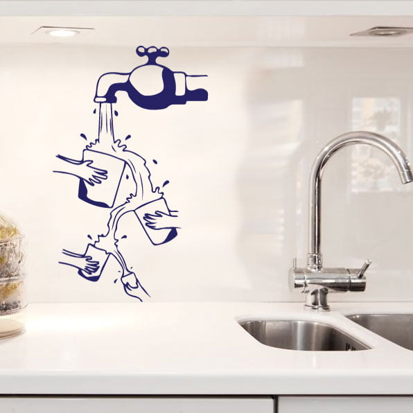 Vandhane Med Vand   Glas Wallsticker
